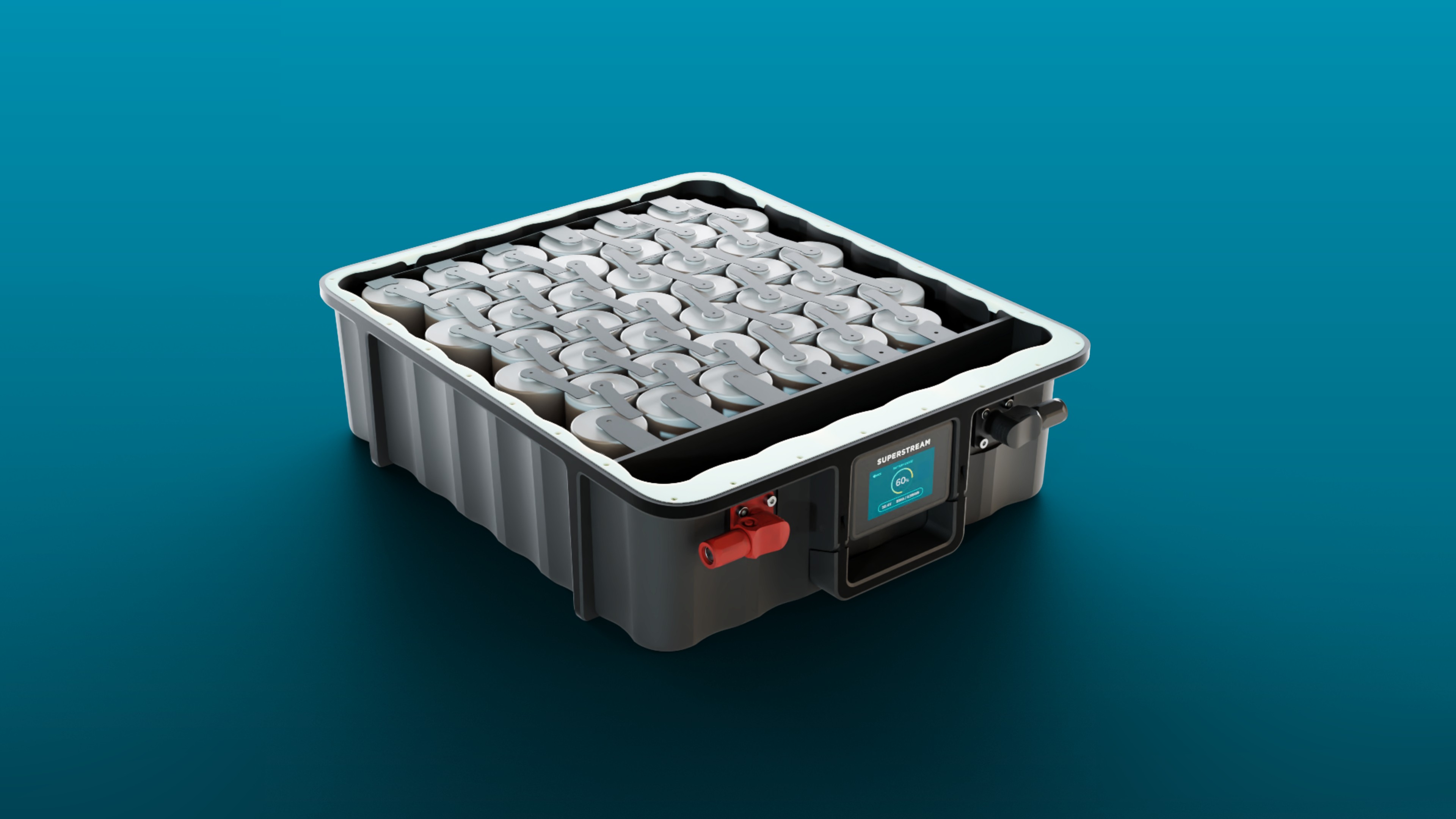 Open Superstream module showing cell pack